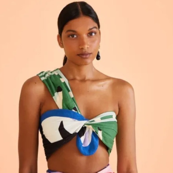 Farm Rio Bahia Scarves Crop Top (Size L) - Picture 1 of 12